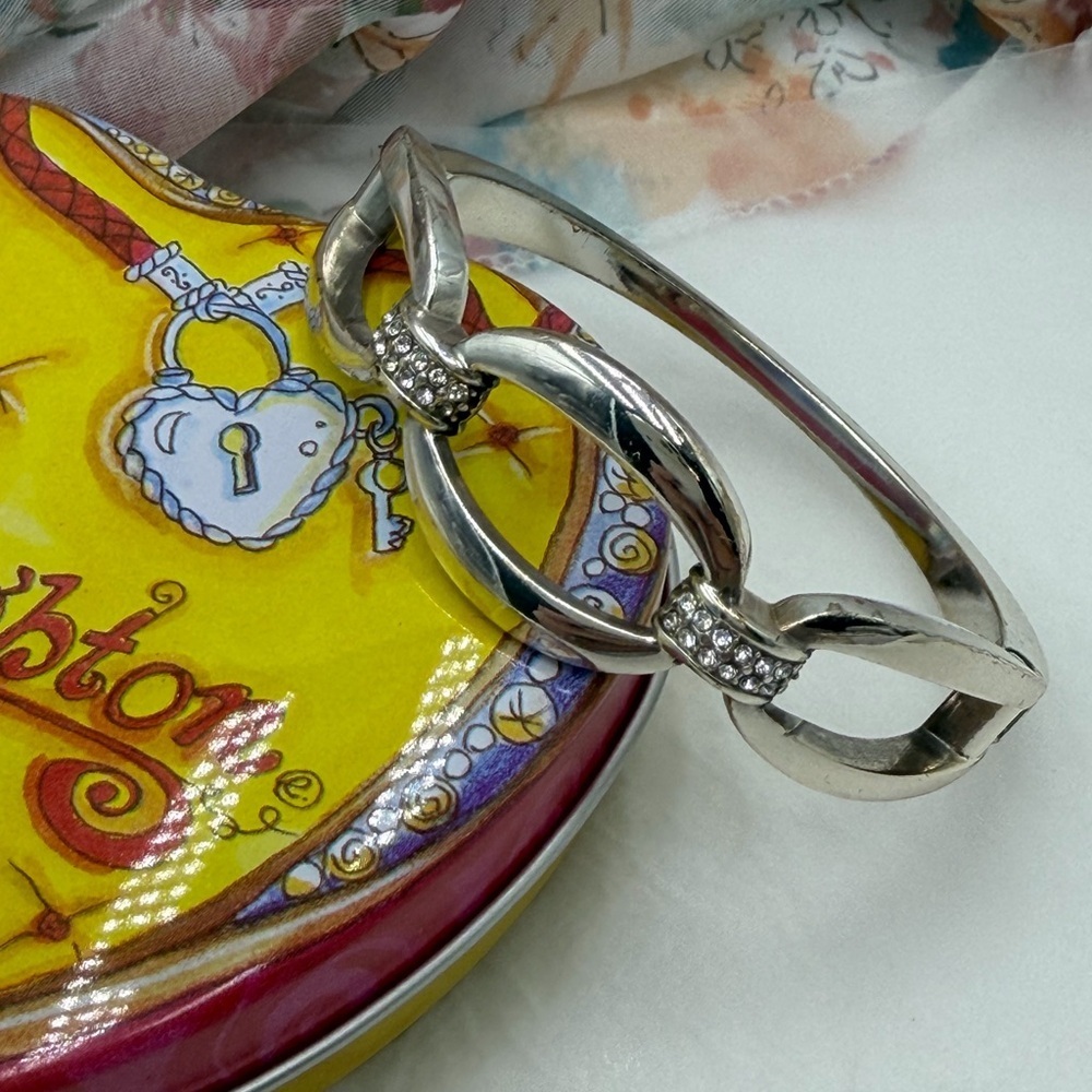 😎40%off Brighton Silver Bracelet with Crystal Accents hinged bangle #455BR